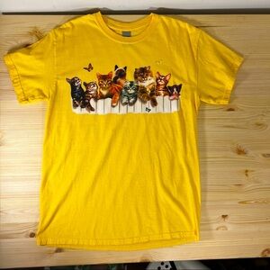 Yellow Gildan Tee with Cat Screen Print